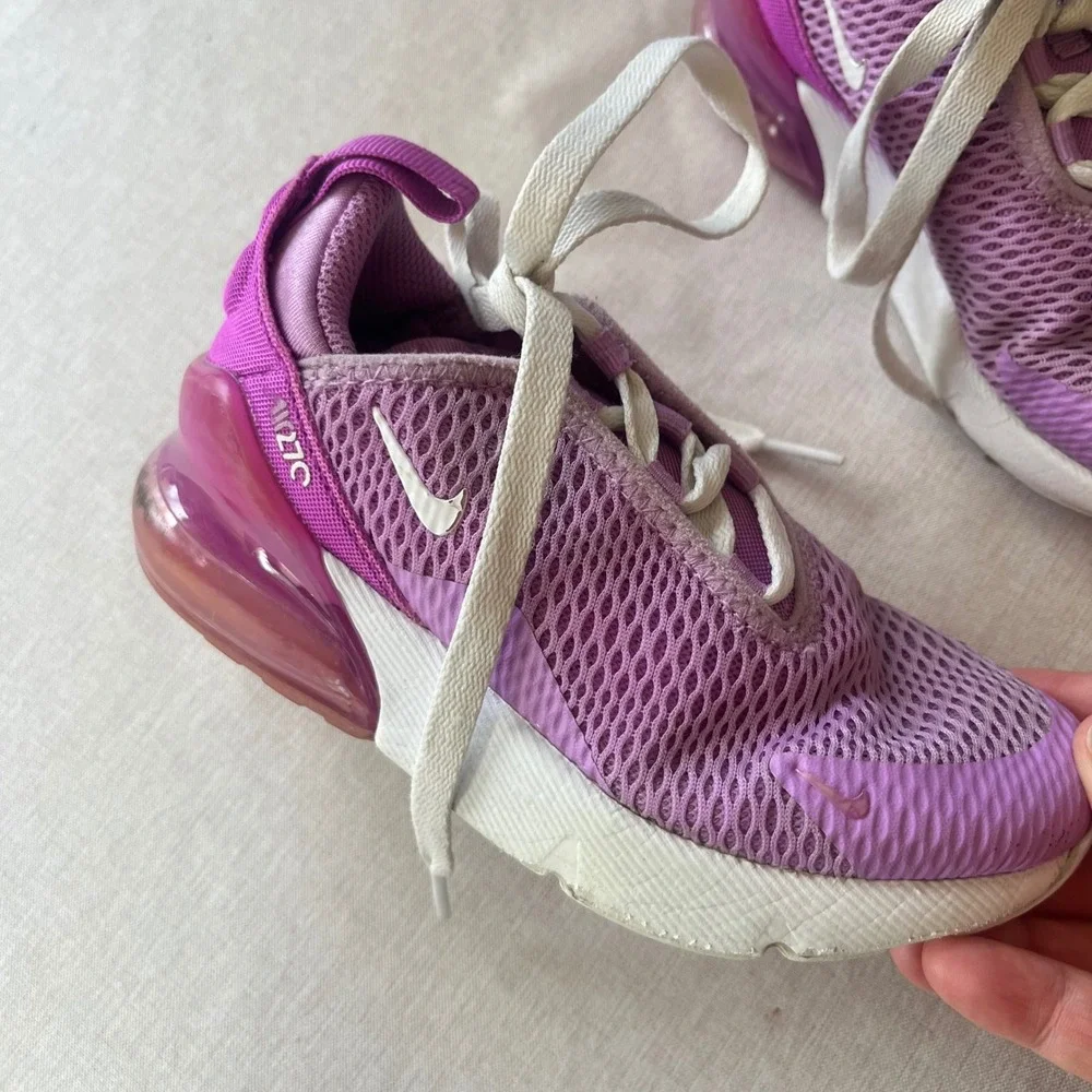 Nike Air Max 270 Kids Purple Pink White Athletic Sneakers AO2372-501 Size 11C